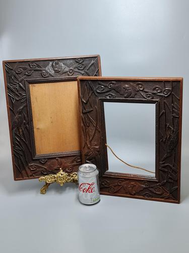 Fabulous Large Pair of Aesthetic Movement Oak Picture or Mirror Frames,Bats & Birds in Reeds c.1900 (1 of 8) Fabulous Large Pair of Aesthetic Movement Oak Picture or Mirror Frames,Bats & Birds in Reeds c.1900 (1 of 8)