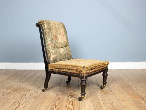 19th Century Victorian Ebonised Slipper Chair (1 of 7)