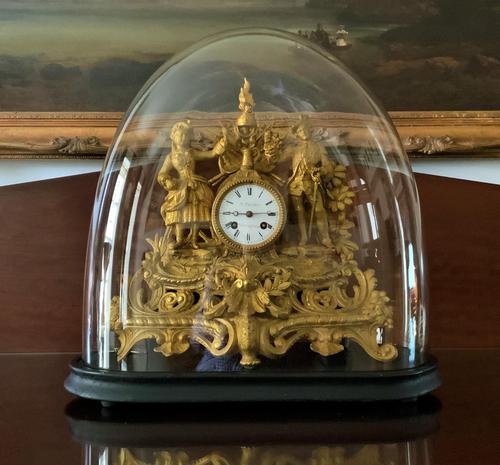 Large Superb Original 19th Century Glass Domed Gilt Mantle Clock For Minor Tlc (1 of 14) Large Superb Original 19th Century Glass Domed Gilt Mantle Clock For Minor Tlc (1 of 14)