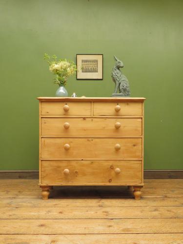 Antique Victorian Stripped Pine Chest of Drawers, Rustic Farmhouse Cottage Chest (1 of 16)