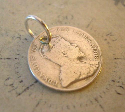 Antique Pocket Watch Chain Fob 1902 Silver Canadian 10 Cents Lucky Coin Fob (1 of 6)