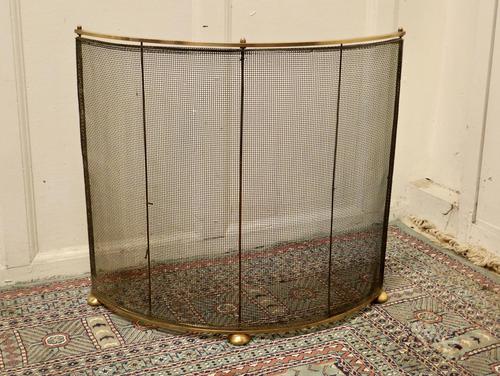 Victorian Arts & Crafts Brass Curved Fire Guard, Spark Screen (1 of 5) Victorian Arts & Crafts Brass Curved Fire Guard, Spark Screen (1 of 5)