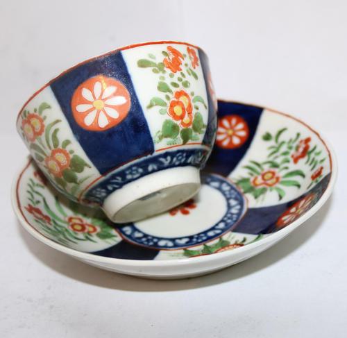 A Porcelain 1st Period Worcester Queen's Imari Tea Bowl & Saucer C.1770 (1 of 7)