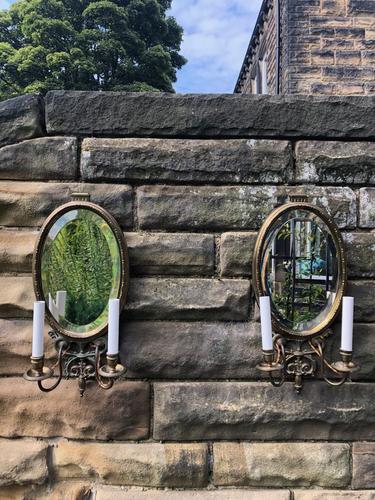 Pair of English Gilt Bronze Mirrored Wall Lights (1 of 8) Pair of English Gilt Bronze Mirrored Wall Lights (1 of 8)