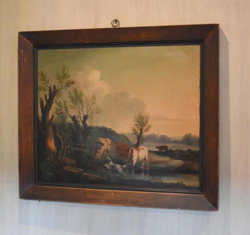 Fine Georgian Landscape Oil Painting with Cattle & Dog (1 of 8) Fine Georgian Landscape Oil Painting with Cattle & Dog (1 of 8)