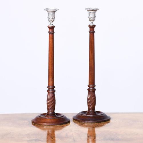 Pair of Epns and Mahogany Candlesticks (1 of 6)