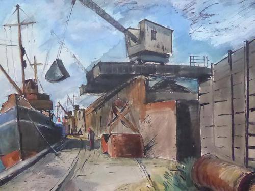 Watercolour Shoreham Harbour Listed Artist Guy Roddon 1947 (1 of 10) Watercolour Shoreham Harbour Listed Artist Guy Roddon 1947 (1 of 10)