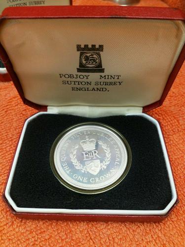1977 Isle of Man One Crown Sterling Silver Proof Coins - Silver Jubilee - , Cased (1 of 6) 1977 Isle of Man One Crown Sterling Silver Proof Coins - Silver Jubilee - , Cased (1 of 6)