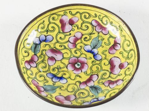 Antique Canton Enamel on Copper Dish (1 of 4) Antique Canton Enamel on Copper Dish (1 of 4)