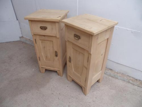 Small Pair of Antique Pine Victorian Bedside Cabinets to wax / paint (1 of 8)