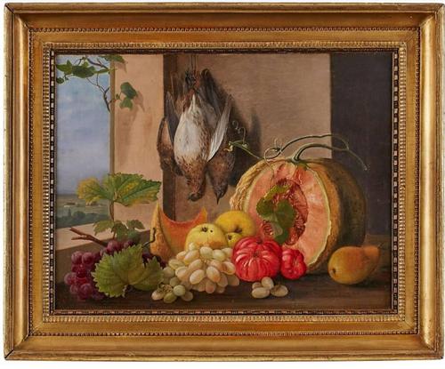 19th Century Still Life with Grapes, Pumpkin, Tomatoes Oil on Canvas (1 of 12)