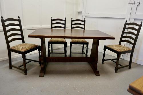 Oak Refectory Table with Set of 4 Chairs (1 of 8)