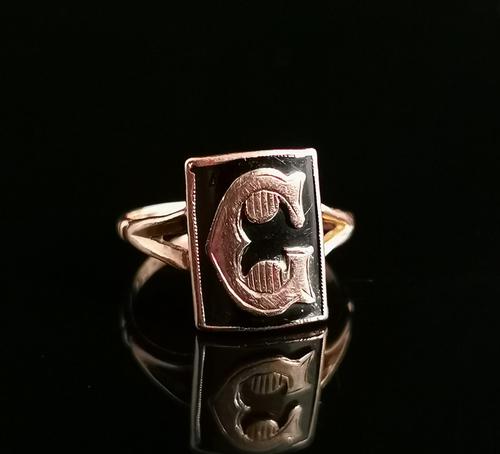 Antique Victorian Mourning Ring, Initial C, 9ct Rose Gold (1 of 10) Antique Victorian Mourning Ring, Initial C, 9ct Rose Gold (1 of 10)