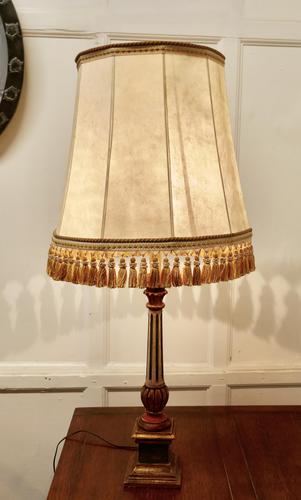 1920s Corinthian Column Painted Lamp, Vellum Shade (1 of 5)