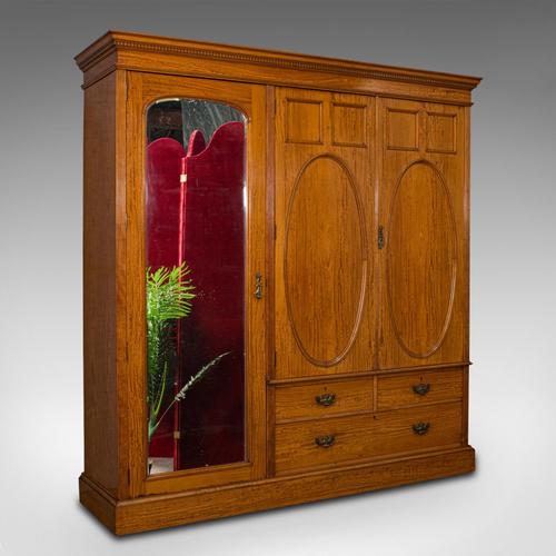 Antique Master Bedroom Wardrobe, Satinwood, Cupboard, Maple & Co, Edwardian (1 of 12)