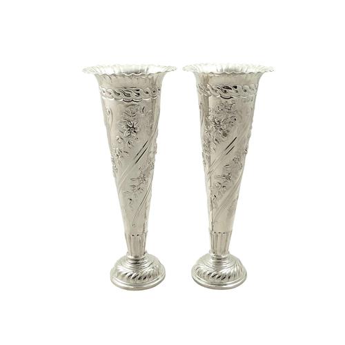 Pair of Antique Victorian Sterling Silver 6 1/2" Vases 1896 (1 of 9) Pair of Antique Victorian Sterling Silver 6 1/2" Vases 1896 (1 of 9)