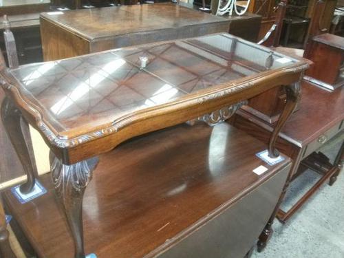 Glass Topped Mahogany Coffee Table (1 of 3)