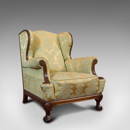 Antique Wing-Back Armchair, English, Lounge, Fireside, Seat, Edwardian c.1910 (1 of 12)