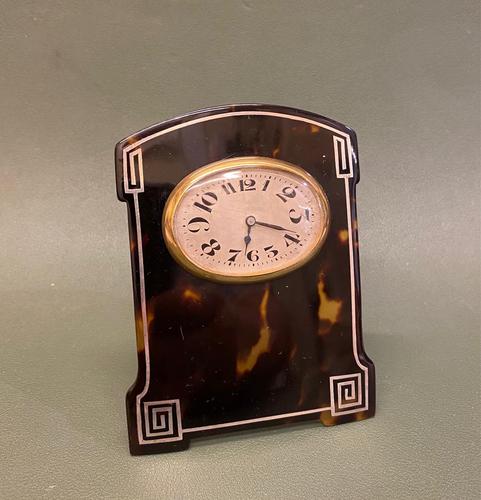 Charming Art Deco Period Tortoiseshell & Silver-mounted “Easel” or Bedroom Timepiece (1 of 6)