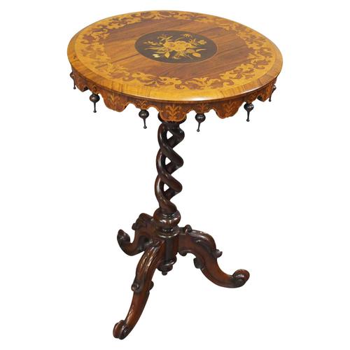 Marquetry Inlaid Walnut Wine Table (1 of 10)