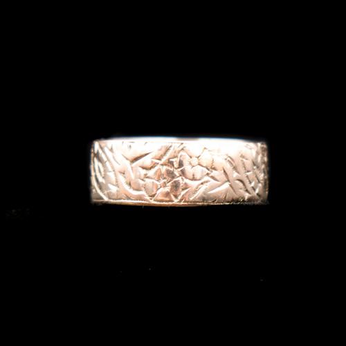 Antique Fancy Engraved Floral Patterned 9ct 9K Gold Stacking Band Ring (1 of 9)