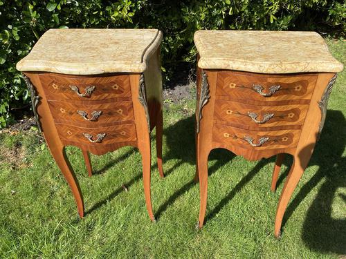 Pair of French Marquetry Bedside Tables (1 of 8)