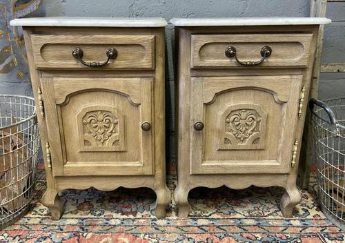 Pair of French Bleached Oak Bedside Cupboards (1 of 13)