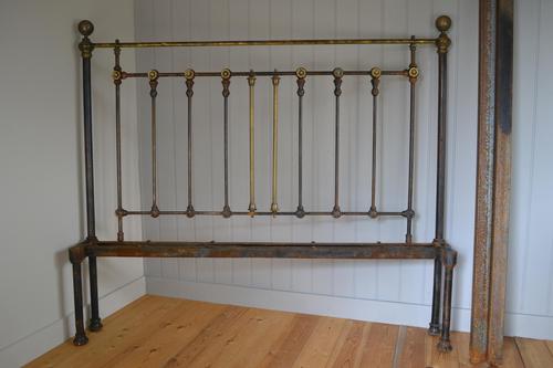 Footless Antique Victorian Brass & Iron King Size 5ft Bed (1 of 9)