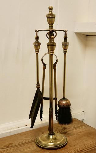 Heavy Quality Brass Fireside Companion Set, Fireside Tools (1 of 4) Heavy Quality Brass Fireside Companion Set, Fireside Tools (1 of 4)