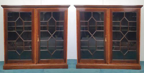 Pair of Edwardian Inlaid Mahogany Floor Bookcases (1 of 4)