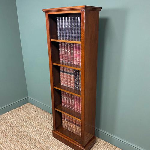 Tall Slim Victorian Mahogany Antique Open Bookcase (1 of 6)