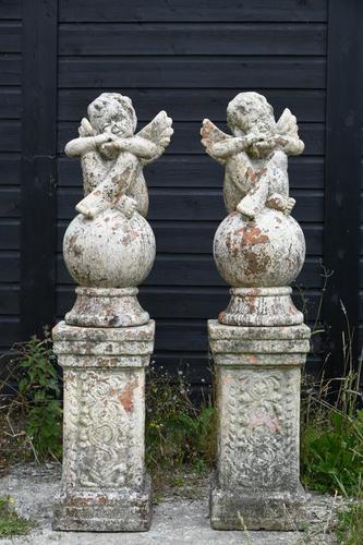 Pair of Terracotta Cherub Garden Sculptures (1 of 12)