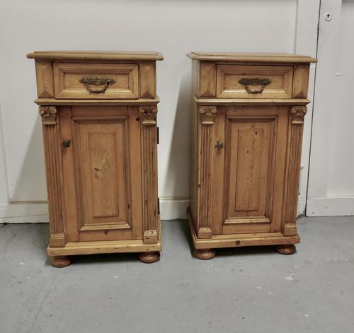 Pair of  Chunky Carved Pine Bedside Cupboards (1 of 6)