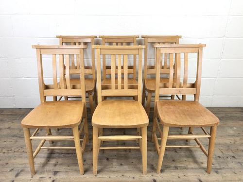 Set of Six Vintage Beech Chapel Chairs (1 of 19)