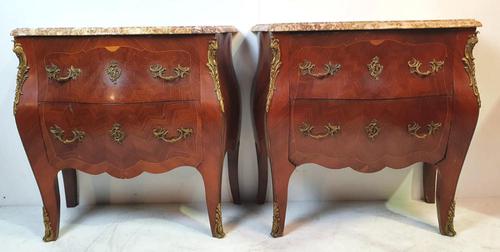 19th Century Pair of Inlaid Kingwood Marble Top Chests (1 of 7)