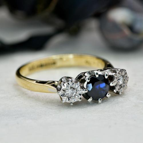 The Vintage 1978 Sapphire & Single Cut Diamond Ring (1 of 7)