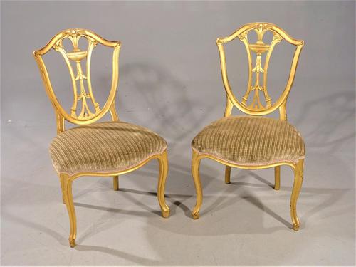 Rare Pair of Late 18th Century French Hepplewhite Gilded Side Chairs (1 of 5) Rare Pair of Late 18th Century French Hepplewhite Gilded Side Chairs (1 of 5)