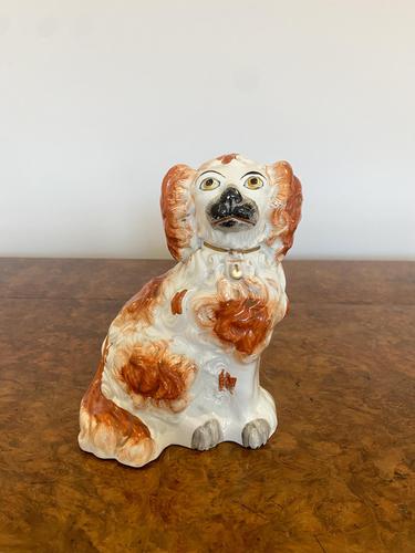 Antique Victorian Staffordshire Spaniel Seated Dog (1 of 4)