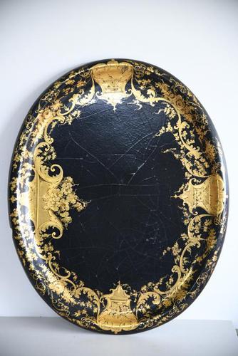 Black & Gilded Papier Mache Tray (1 of 10)