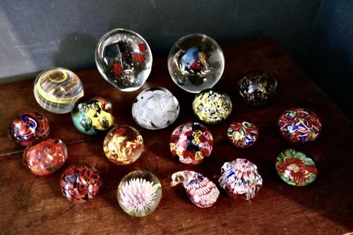 Collection of 18 Vintage Art Glass Millefiori Weights (1 of 6)