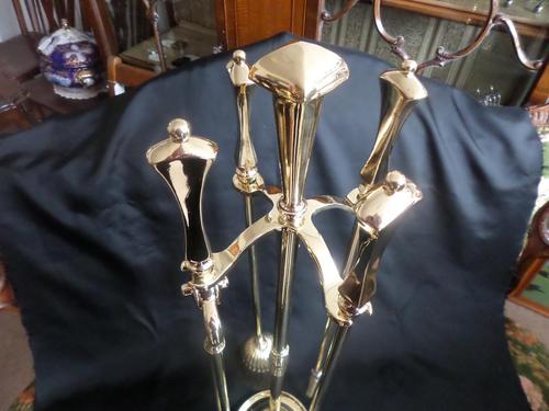 Glorious Fire Tools Set on Stand Solid Brass (1 of 9) Glorious Fire Tools Set on Stand Solid Brass (1 of 9)