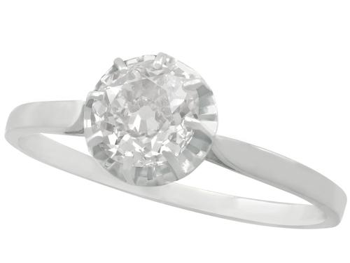 1.70ct Diamond & 18ct White Gold Solitaire Ring - Antique French c.1920 (1 of 9) 1.70ct Diamond & 18ct White Gold Solitaire Ring - Antique French c.1920 (1 of 9)