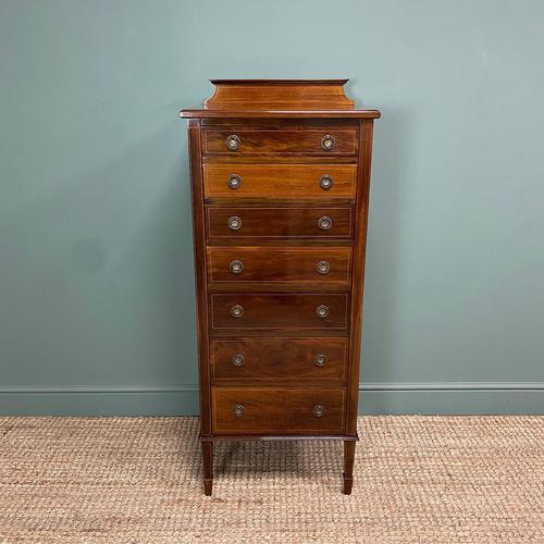 Quality Tall Slim Antique Chest of Drawers (1 of 9)