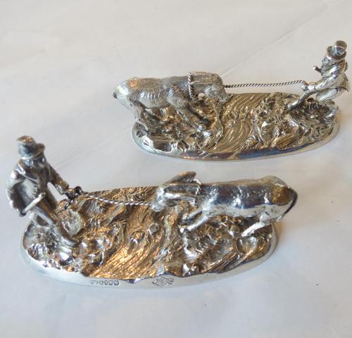 Victorian knife rests - gentleman coaxing a donkey over a stream - 1883 (1 of 11) Victorian knife rests - gentleman coaxing a donkey over a stream - 1883 (1 of 11)
