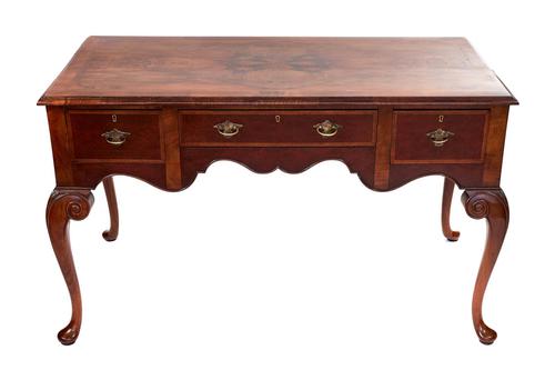 Queen Anne Revival Walnut 3 Drawer Table c.1920 (1 of 6)