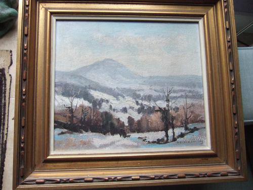 Aubrey R Phillips RWA (1920-2005):  Oil On Board Landscape "Winter at Malvern" (1 of 5)