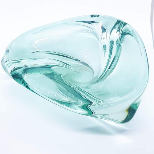 Val Saint Lambert Green Glass Triangle Dish (1 of 7) Val Saint Lambert Green Glass Triangle Dish (1 of 7)