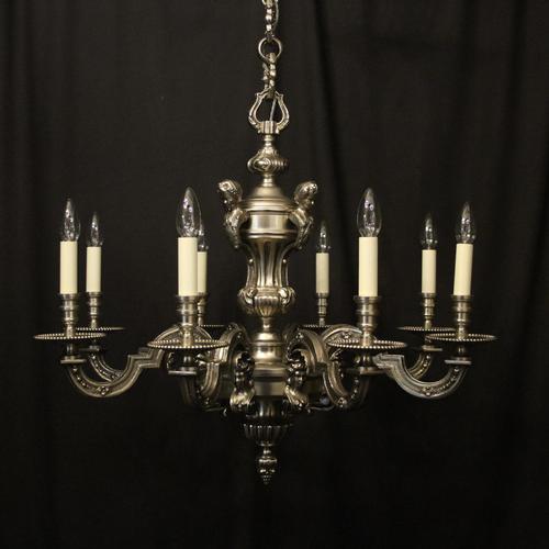 French Silver Bronze 8 Light Antique Chandelier (1 of 10)