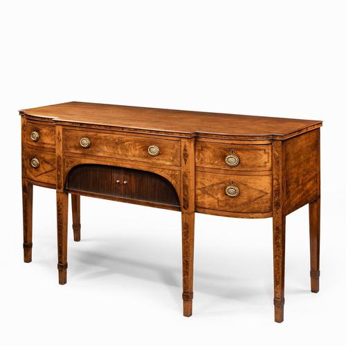 George III breakfront yew-wood inlaid mahogany sideboard (1 of 10)