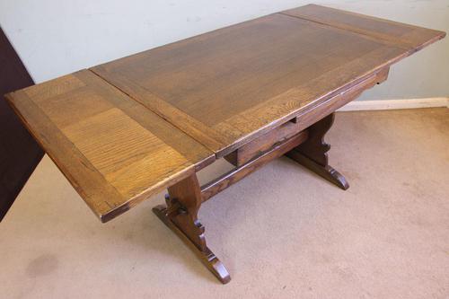 Refectory Oak Draw Leaf Dining Table c.1930 (1 of 11)